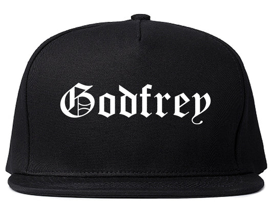 Godfrey Illinois IL Old English Mens Snapback Hat Black