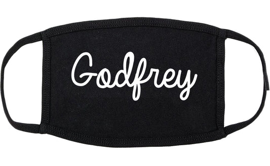 Godfrey Illinois IL Script Cotton Face Mask Black