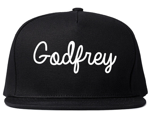 Godfrey Illinois IL Script Mens Snapback Hat Black