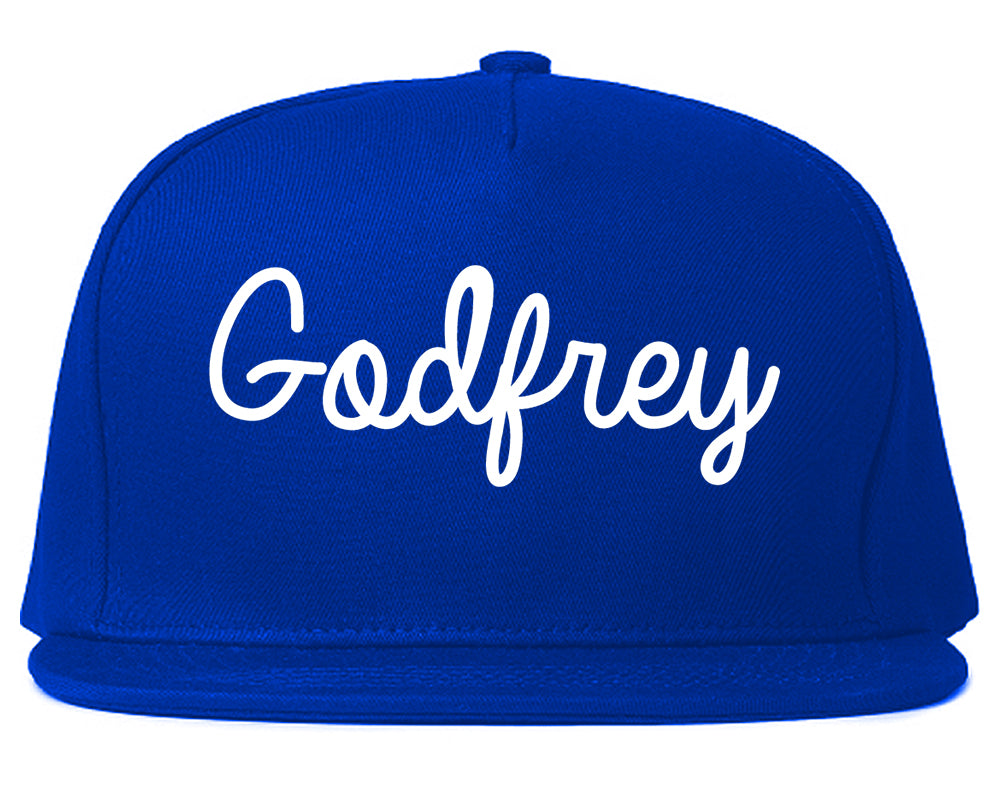 Godfrey Illinois IL Script Mens Snapback Hat Royal Blue
