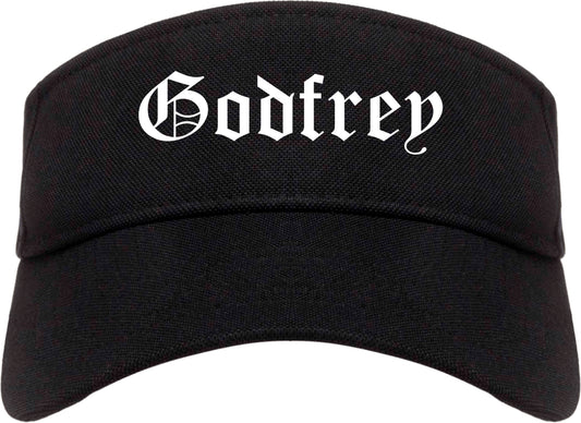 Godfrey Illinois IL Old English Mens Visor Cap Hat Black