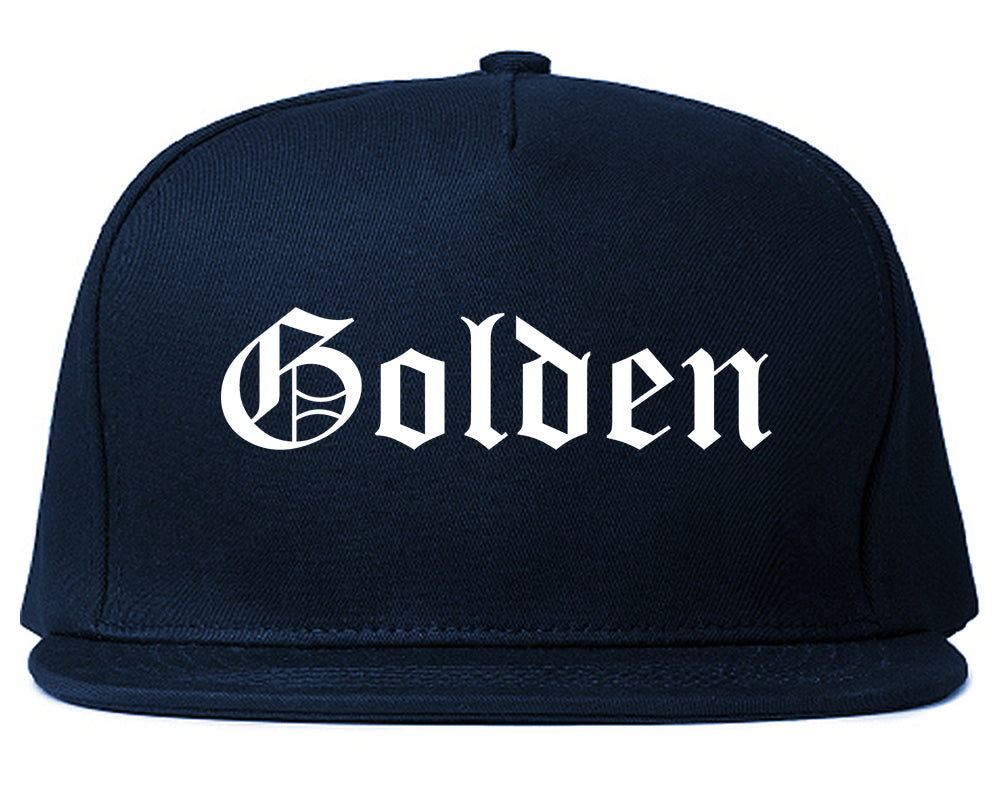 Golden Colorado CO Old English Mens Snapback Hat Navy Blue