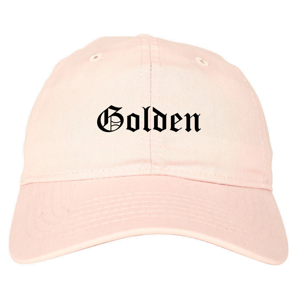 Golden Colorado CO Old English Mens Dad Hat Baseball Cap Pink
