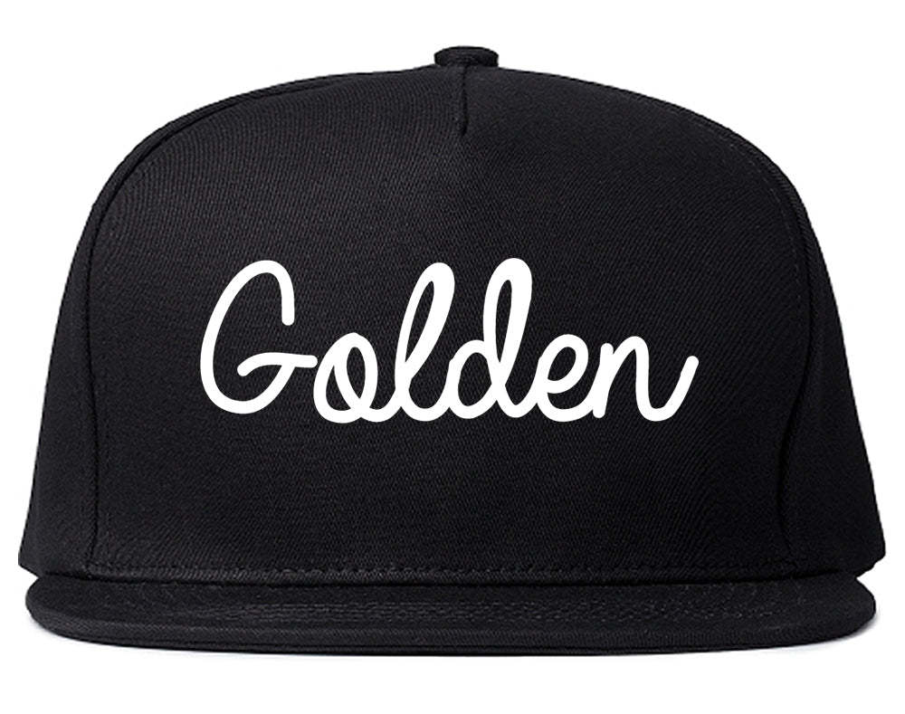 Golden Colorado CO Script Mens Snapback Hat Black