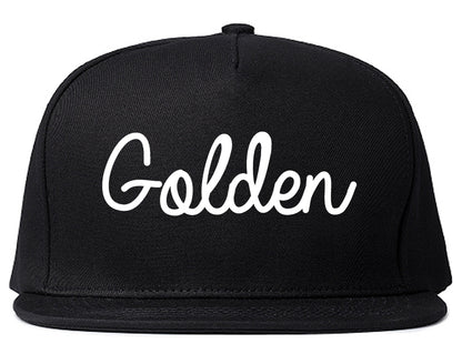Golden Colorado CO Script Mens Snapback Hat Black