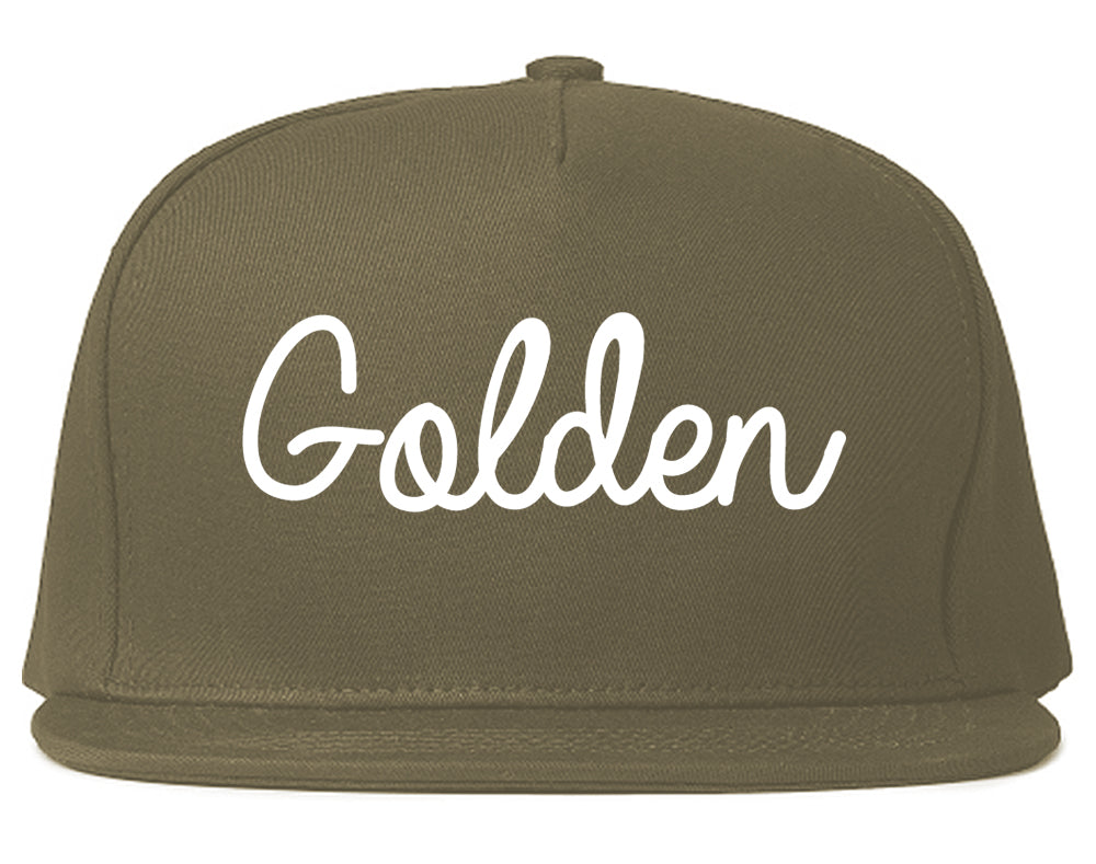 Golden Colorado CO Script Mens Snapback Hat Grey