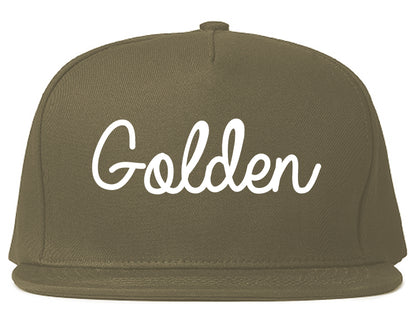 Golden Colorado CO Script Mens Snapback Hat Grey