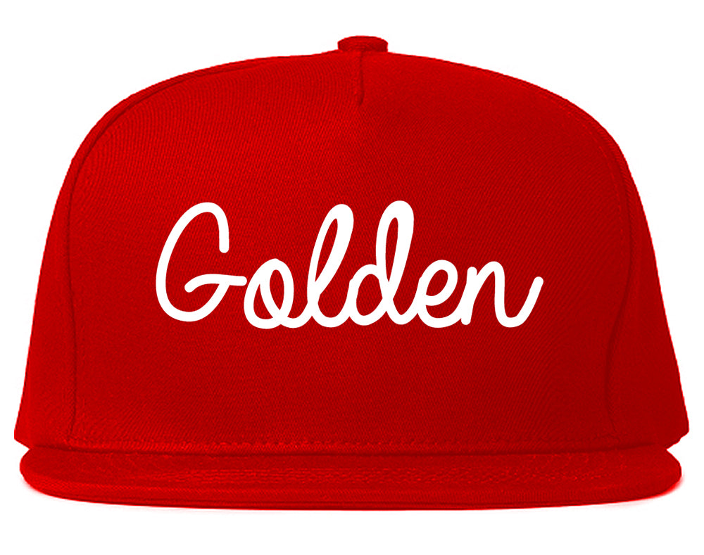 Golden Colorado CO Script Mens Snapback Hat Red