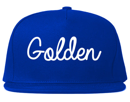 Golden Colorado CO Script Mens Snapback Hat Royal Blue