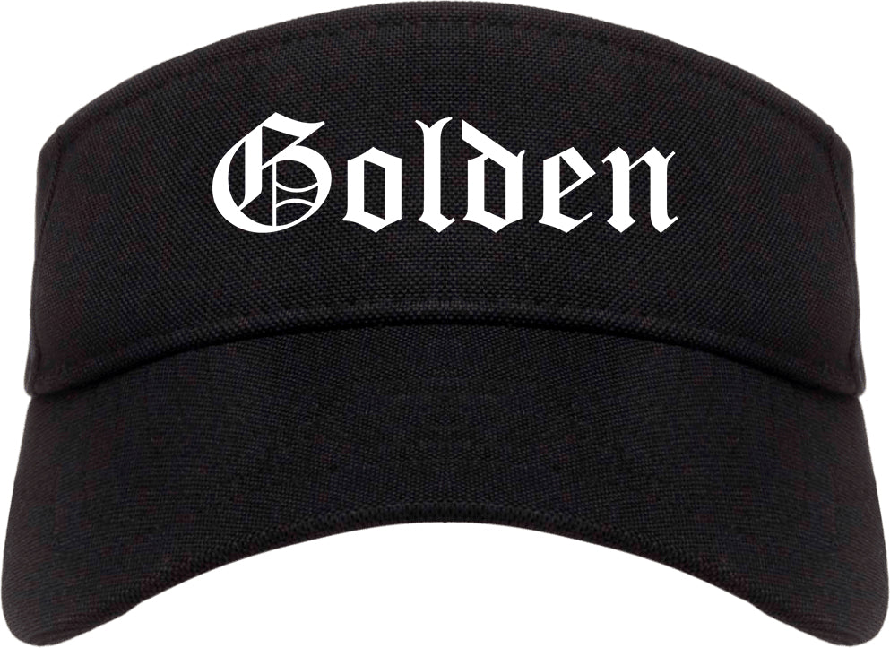 Golden Colorado CO Old English Mens Visor Cap Hat Black