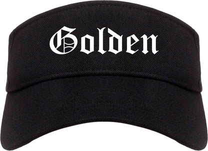 Golden Colorado CO Old English Mens Visor Cap Hat Black