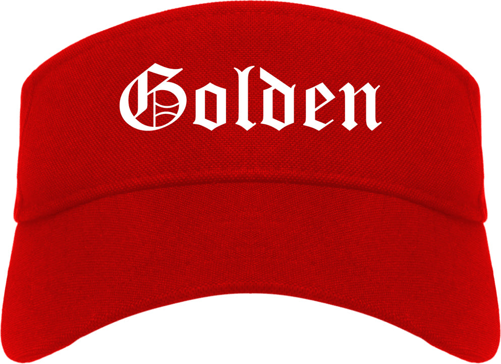 Golden Colorado CO Old English Mens Visor Cap Hat Red