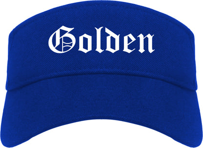 Golden Colorado CO Old English Mens Visor Cap Hat Royal Blue