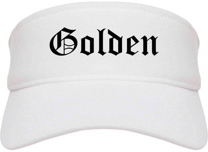 Golden Colorado CO Old English Mens Visor Cap Hat White