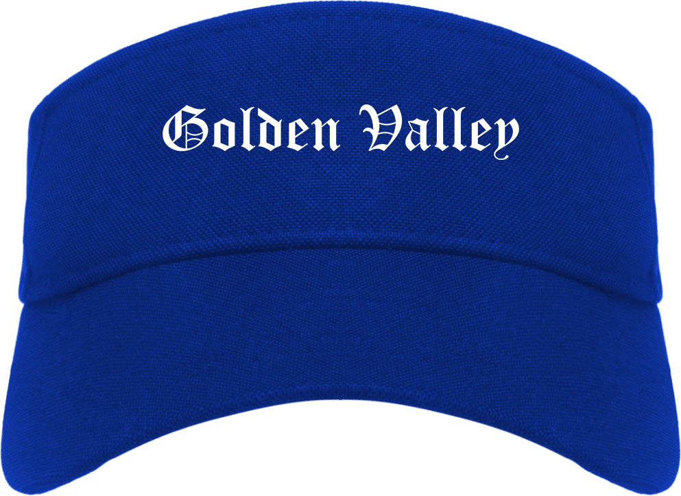 Golden Valley Minnesota MN Old English Mens Visor Cap Hat Royal Blue