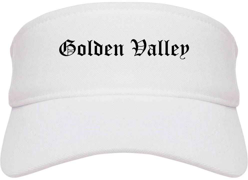 Golden Valley Minnesota MN Old English Mens Visor Cap Hat White