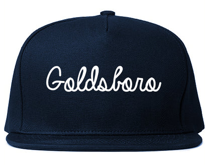 Goldsboro North Carolina NC Script Mens Snapback Hat Navy Blue