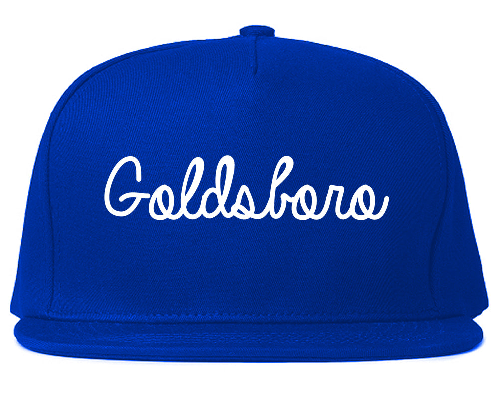 Goldsboro North Carolina NC Script Mens Snapback Hat Royal Blue