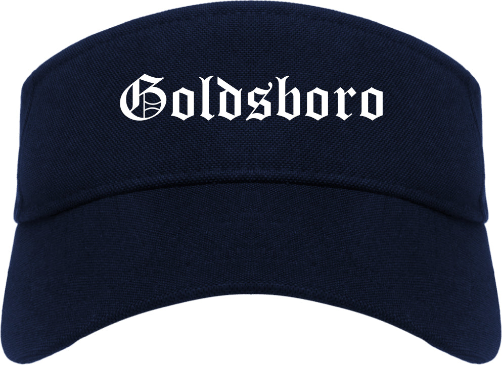 Goldsboro North Carolina NC Old English Mens Visor Cap Hat Navy Blue