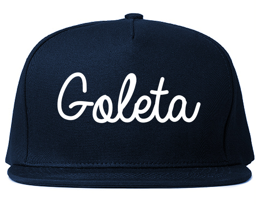 Goleta California CA Script Mens Snapback Hat Navy Blue