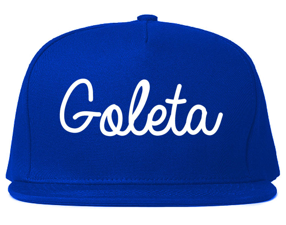 Goleta California CA Script Mens Snapback Hat Royal Blue
