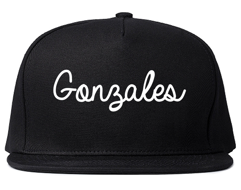 Gonzales California CA Script Mens Snapback Hat Black