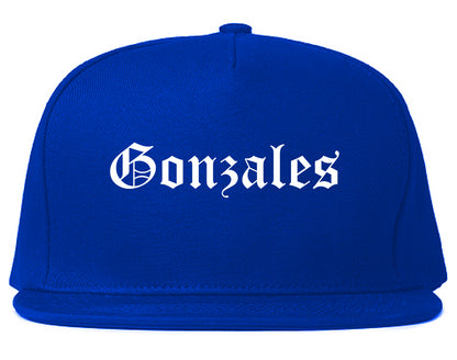 Gonzales Texas TX Old English Mens Snapback Hat Royal Blue