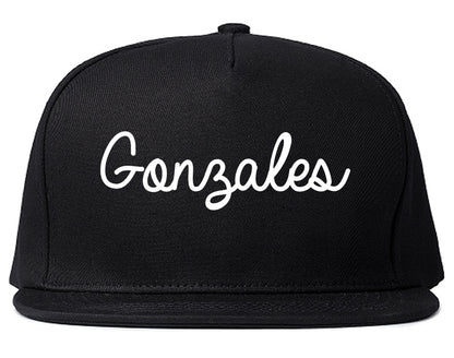 Gonzales Texas TX Script Mens Snapback Hat Black