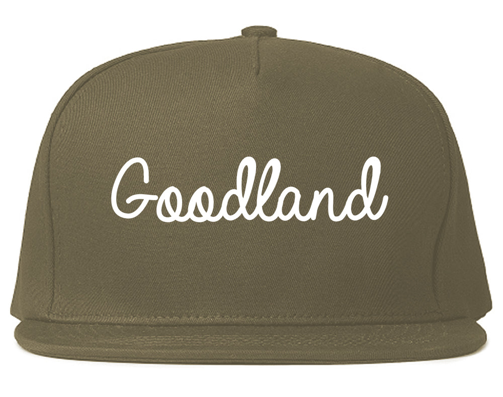 Goodland Kansas KS Script Mens Snapback Hat Grey