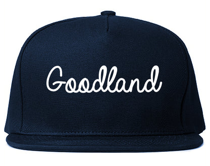 Goodland Kansas KS Script Mens Snapback Hat Navy Blue