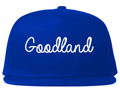 Goodland Kansas KS Script Mens Snapback Hat Royal Blue