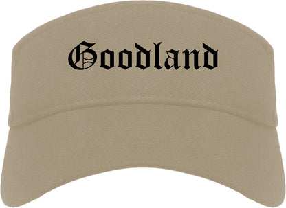 Goodland Kansas KS Old English Mens Visor Cap Hat Khaki