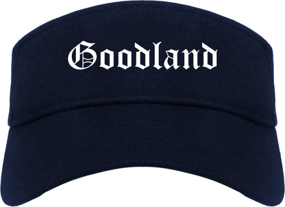 Goodland Kansas KS Old English Mens Visor Cap Hat Navy Blue