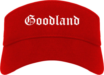 Goodland Kansas KS Old English Mens Visor Cap Hat Red