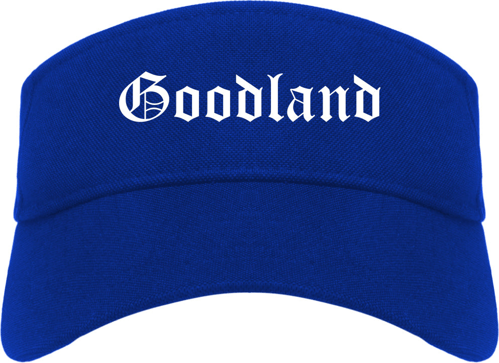 Goodland Kansas KS Old English Mens Visor Cap Hat Royal Blue