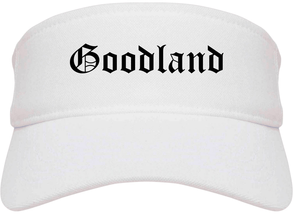 Goodland Kansas KS Old English Mens Visor Cap Hat White