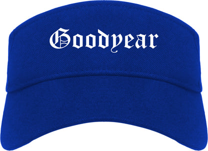 Goodyear Arizona AZ Old English Mens Visor Cap Hat Royal Blue