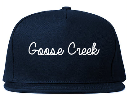 Goose Creek South Carolina SC Script Mens Snapback Hat Navy Blue