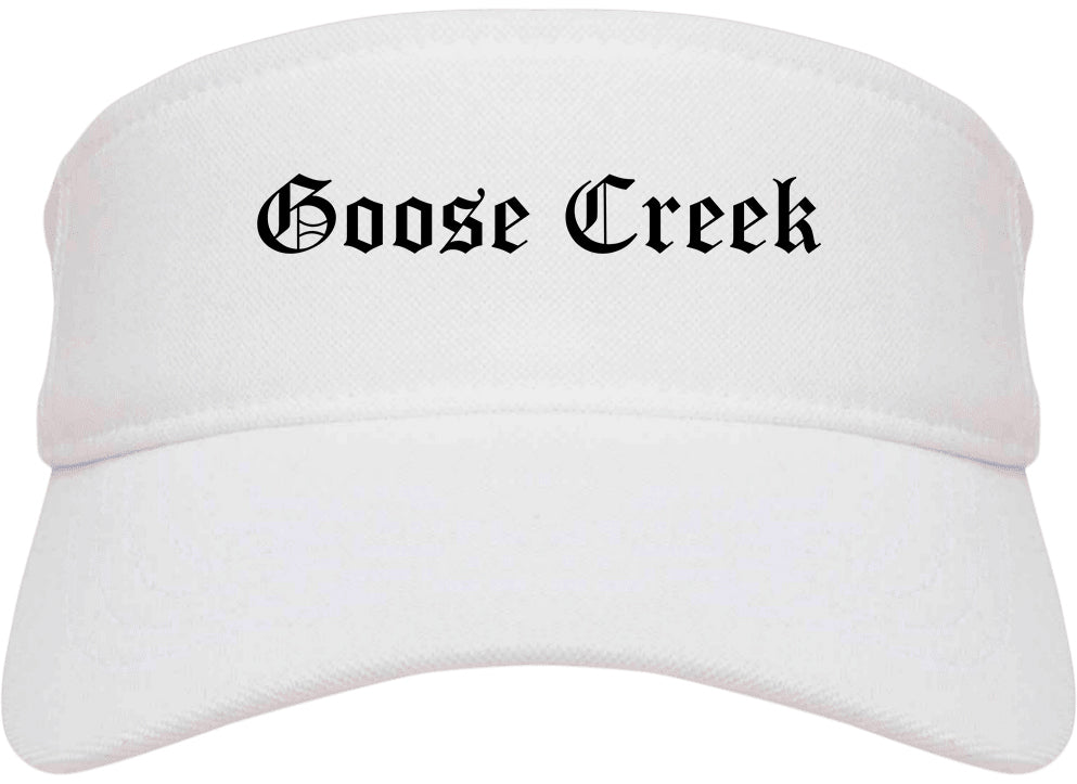 Goose Creek South Carolina SC Old English Mens Visor Cap Hat White