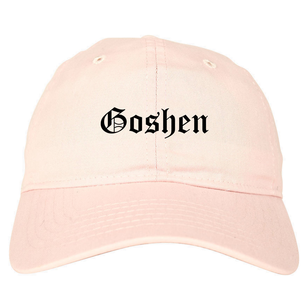 Goshen Indiana IN Old English Mens Dad Hat Baseball Cap Pink