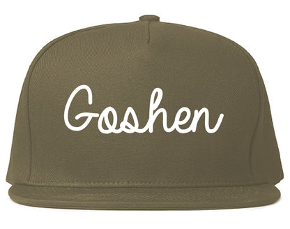 Goshen Indiana IN Script Mens Snapback Hat Grey
