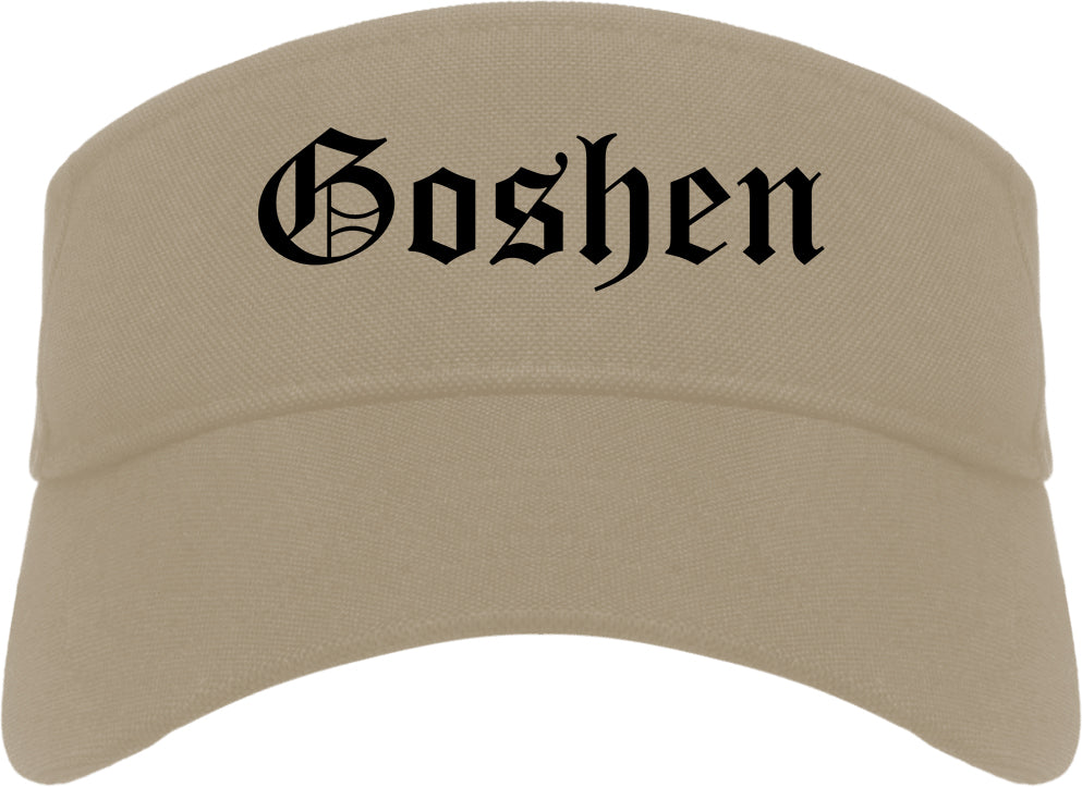 Goshen Indiana IN Old English Mens Visor Cap Hat Khaki