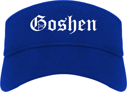 Goshen Indiana IN Old English Mens Visor Cap Hat Royal Blue