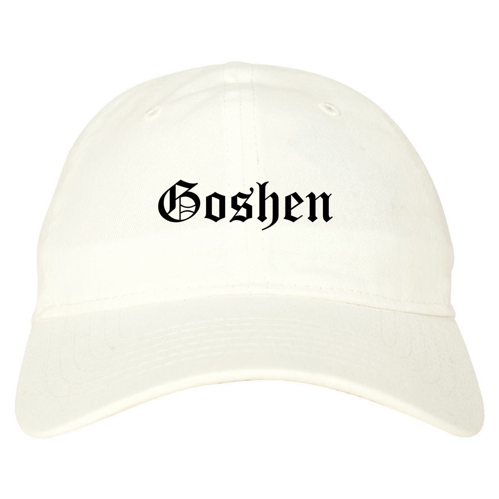 Goshen New York NY Old English Mens Dad Hat Baseball Cap White