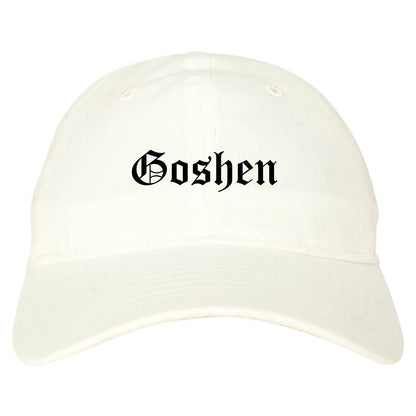 Goshen New York NY Old English Mens Dad Hat Baseball Cap White