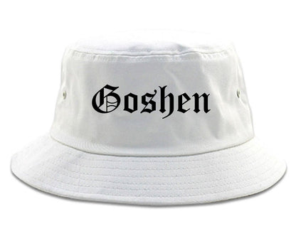 Goshen New York NY Old English Mens Bucket Hat White
