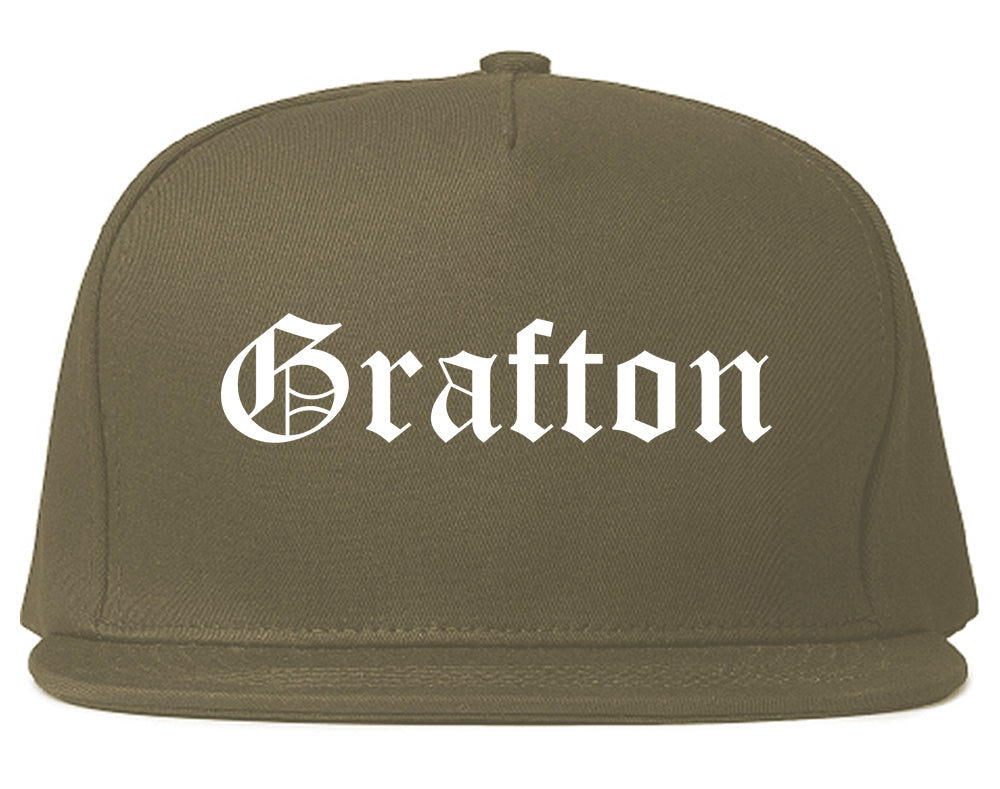 Grafton Ohio OH Old English Mens Snapback Hat Grey