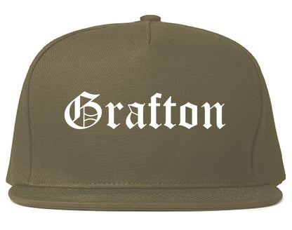 Grafton Ohio OH Old English Mens Snapback Hat Grey