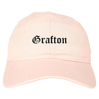 Grafton Ohio OH Old English Mens Dad Hat Baseball Cap Pink