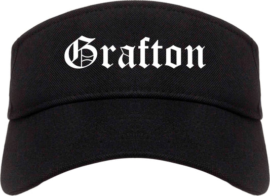 Grafton Ohio OH Old English Mens Visor Cap Hat Black